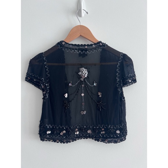 Anna Sui jacket size 4 sequin shawl coverup - Picture 3 of 9